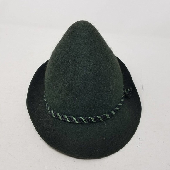 Vintage Lee's Matterhorn Green Wool Hat Mens Size 7 1/4 Peter Pan Cap - Picture 4 of 6